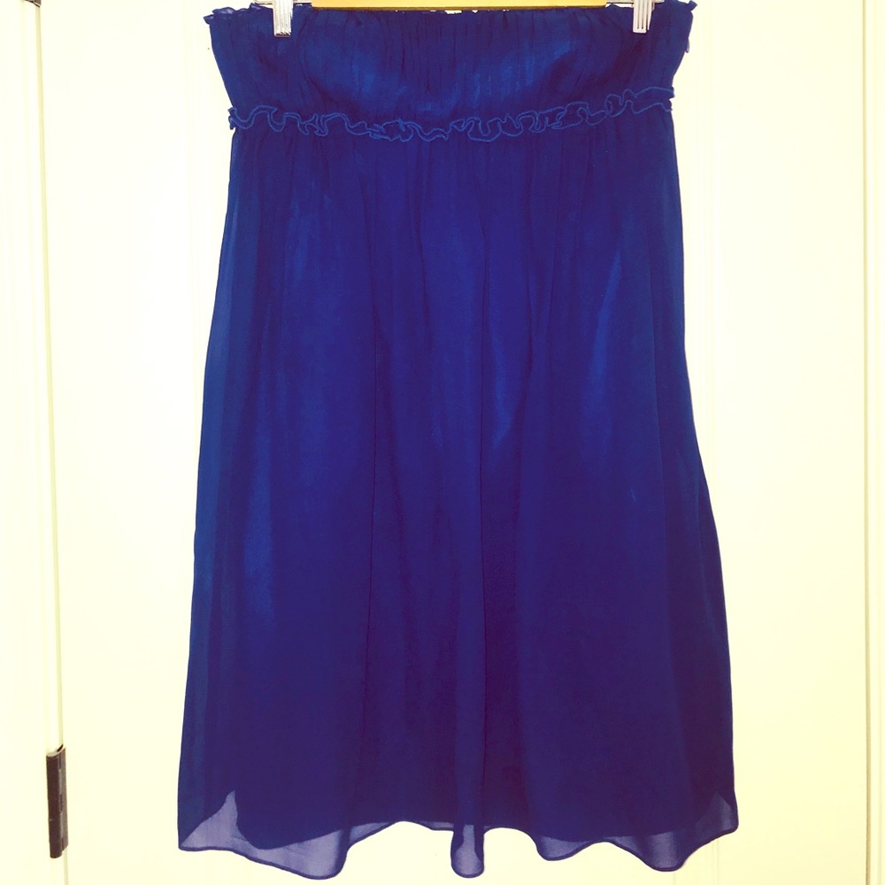 Blue strapless mini dress (size 6)